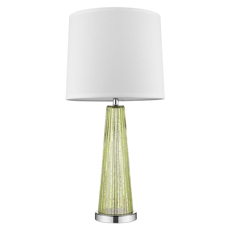 Glass Buffet Lamp With Off-White Empire Shade - Green