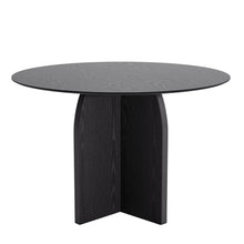 Load image into Gallery viewer, 45" Black Solid Wood Pedestal Base Round Top Dining Table

