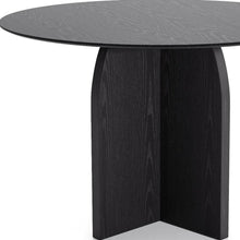 Load image into Gallery viewer, 45" Black Solid Wood Pedestal Base Round Top Dining Table
