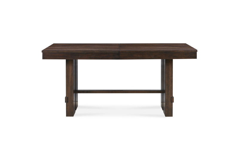 84" Wood Self-Storing Leaf Trestle Base Extension Dining Table - Dark Brown