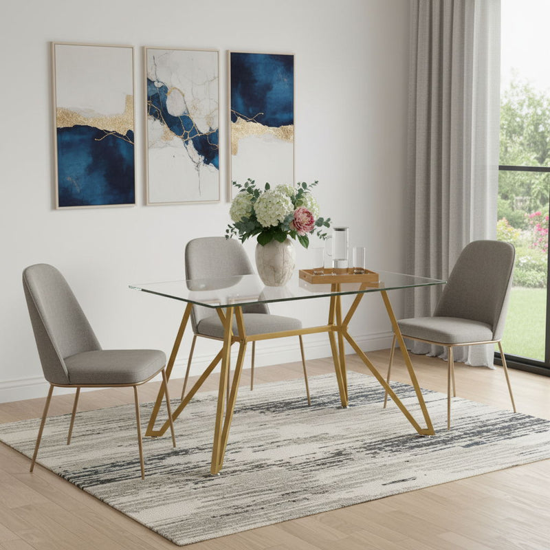 47" Glass Trestle Coffee Table - White / Gold