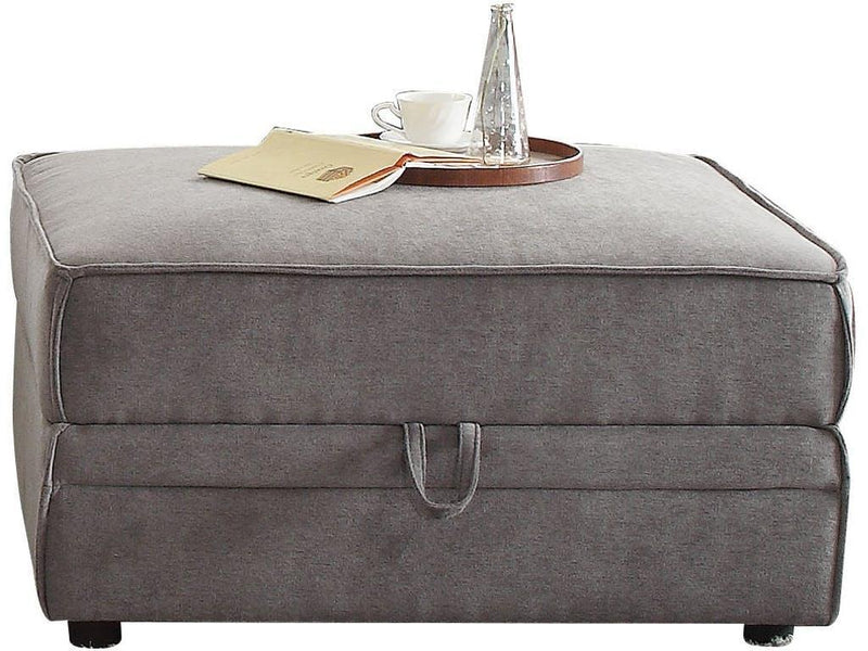 Velvet Storage Ottoman - Gray