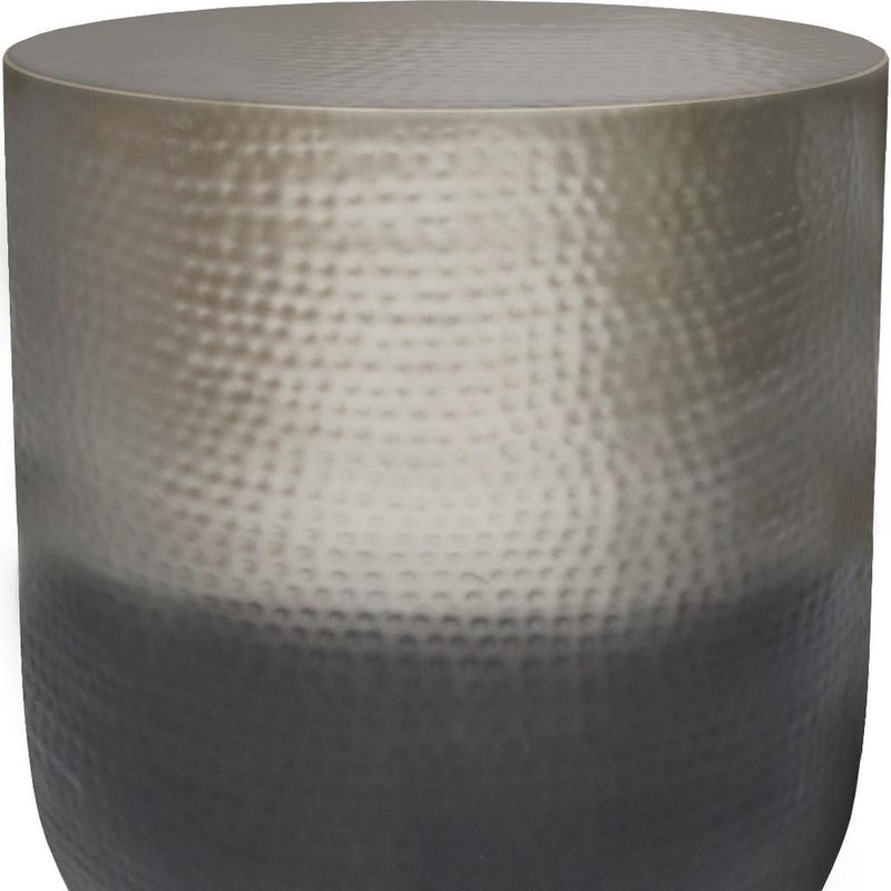 Metal Round End Table - Silver / Black