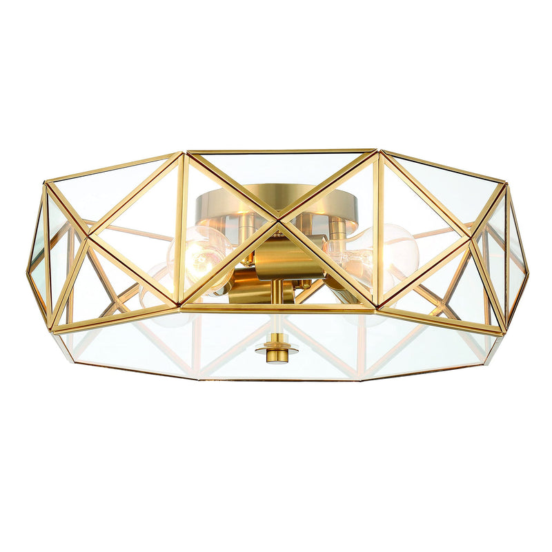 Unique Statement Four Light Metal Dimmable Flush Chandelier - Brass