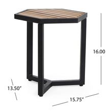 Load image into Gallery viewer, Outdoor Side Table With Iron Base And Slatted Top - Brown
