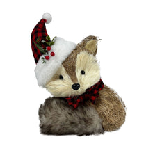Load image into Gallery viewer, Straw Fox Christmas Figurine - Brown / White / Red
