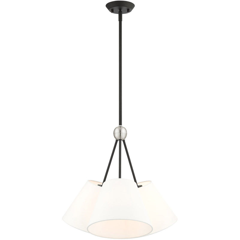 21" Three Light Dimmable Chandelier With Shades - Black