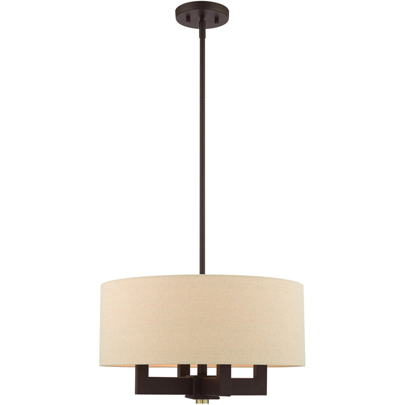 Four Light Dimmable Chandelier With Shades - Bronze