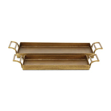 Load image into Gallery viewer, Cast Iron Handmade Vanity Trays With Handles (Set of 2) - Gold
