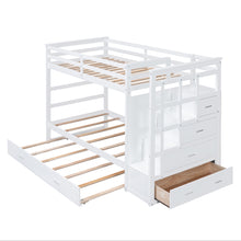 Load image into Gallery viewer, Twin Over Twin Bunk Bed with Trundle and Staircase,White(OLD SKU:LT000068AAK)
