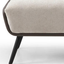 Load image into Gallery viewer, 58" Beige Dark Gray and Black Tufted Faux Leather Fabric and Steel Upholstered Bench
