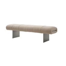 Load image into Gallery viewer, 63" Beige and Nickel Boucle and Steel Upholstered Bench
