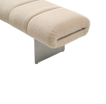 Load image into Gallery viewer, 63" Beige and Nickel Boucle and Steel Upholstered Bench
