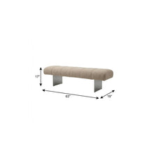 Load image into Gallery viewer, 63" Beige and Nickel Boucle and Steel Upholstered Bench
