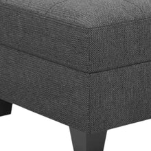 Load image into Gallery viewer, 26" Gray and Black Solid Wood and Linen Tufted Storage Ottoman
