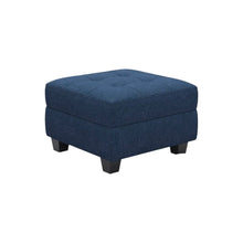 Load image into Gallery viewer, 26" Gray and Black Solid Wood and Linen Tufted Storage Ottoman
