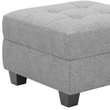 Load image into Gallery viewer, 26" Gray and Black Solid Wood and Linen Tufted Storage Ottoman
