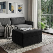 Load image into Gallery viewer, 30" Black Velvet Storage Ottoman
