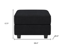 Load image into Gallery viewer, 26" Teal Blue and Black Solid Wood and Microfiber Storage Ottoman
