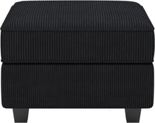 Load image into Gallery viewer, 26" Teal Blue and Black Solid Wood and Microfiber Storage Ottoman
