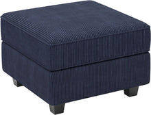 Load image into Gallery viewer, 26" Teal Blue and Black Solid Wood and Microfiber Storage Ottoman
