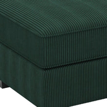 Load image into Gallery viewer, 26" Teal Blue and Black Solid Wood and Microfiber Storage Ottoman
