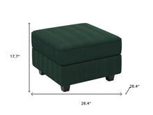 Load image into Gallery viewer, 26" Teal Blue and Black Solid Wood and Microfiber Storage Ottoman
