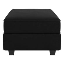 Load image into Gallery viewer, 26" Teal Blue and Black Solid Wood and Microfiber Storage Ottoman
