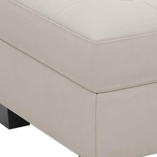 Load image into Gallery viewer, 26" Gray and Black Solid Wood and Linen Tufted Storage Ottoman
