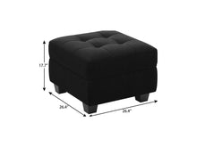 Load image into Gallery viewer, 26" Gray and Black Solid Wood and Linen Tufted Storage Ottoman
