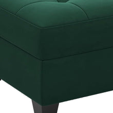 Load image into Gallery viewer, 26" Gray and Black Solid Wood and Linen Tufted Storage Ottoman
