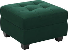 Load image into Gallery viewer, 26" Gray and Black Solid Wood and Linen Tufted Storage Ottoman

