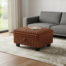 Load image into Gallery viewer, 30" Black Faux Fur Storage Ottoman
