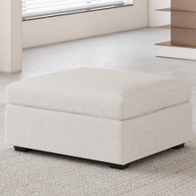 Load image into Gallery viewer, 30" Beige and Black Chenille Storage Ottoman
