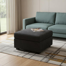 Load image into Gallery viewer, 30" Beige and Black Chenille Storage Ottoman
