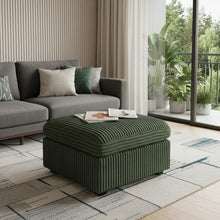 Load image into Gallery viewer, 30" Beige and Black Chenille Storage Ottoman
