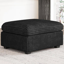 Load image into Gallery viewer, 30" Beige and Black Chenille Storage Ottoman
