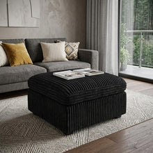 Load image into Gallery viewer, 30" Beige and Black Chenille Storage Ottoman
