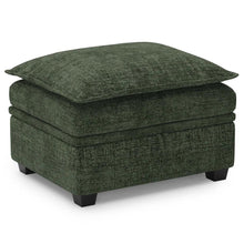 Load image into Gallery viewer, 30" Green and Black Chenille Storage Ottoman
