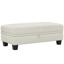 Load image into Gallery viewer, 46" Beige and Black Chenille Storage Ottoman
