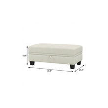 Load image into Gallery viewer, 46" Beige and Black Chenille Storage Ottoman
