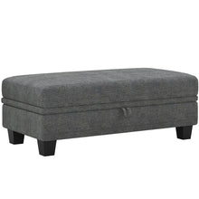 Load image into Gallery viewer, 46" Beige and Black Chenille Storage Ottoman
