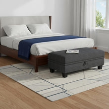 Load image into Gallery viewer, 46" Beige and Black Chenille Storage Ottoman
