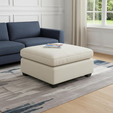 Load image into Gallery viewer, 32" Beige and Black Velvet Ottoman
