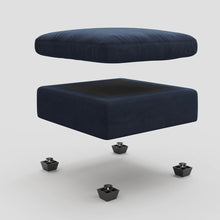 Load image into Gallery viewer, 32" Beige and Black Velvet Ottoman
