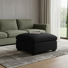 Load image into Gallery viewer, 32" Beige and Black Velvet Ottoman
