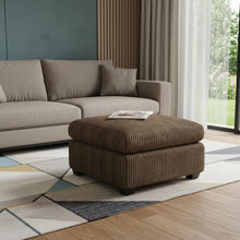 Load image into Gallery viewer, 32" Beige and Black Velvet Ottoman
