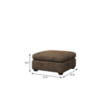 Load image into Gallery viewer, 32" Beige and Black Velvet Ottoman
