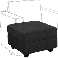 Load image into Gallery viewer, 26" Teal Blue and Black Solid Wood and Microfiber Storage Ottoman
