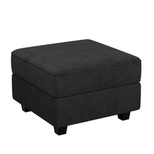 Load image into Gallery viewer, 26" Teal Blue and Black Solid Wood and Microfiber Storage Ottoman
